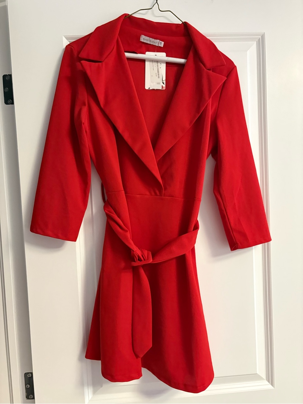 Chic Red Belted Blazer Mini Dress